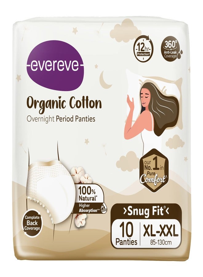 Evereve Organic Cotton Period Panty for Girls & Women, (XL-XXL), 10 Pcs, 360 Degree Overnight Coverage, 100% Natural Comfort, High Absorbency for Heavy Flow, Maternity Postpartum Disposable Panty - Image 1